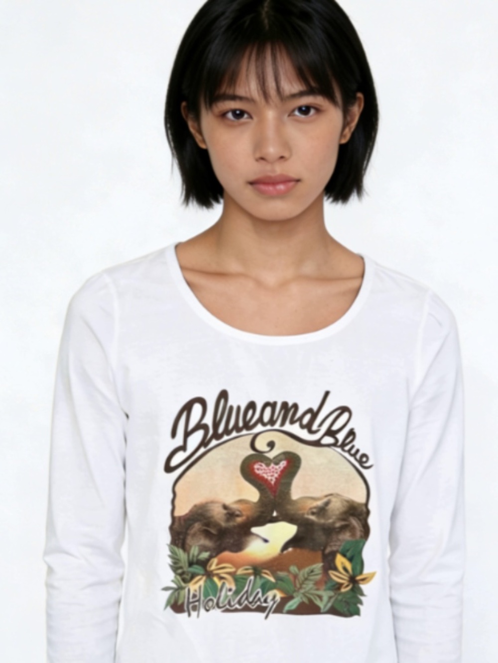 NEW POL White Long Sleeve Graphic Tee – Medium Tall Fit